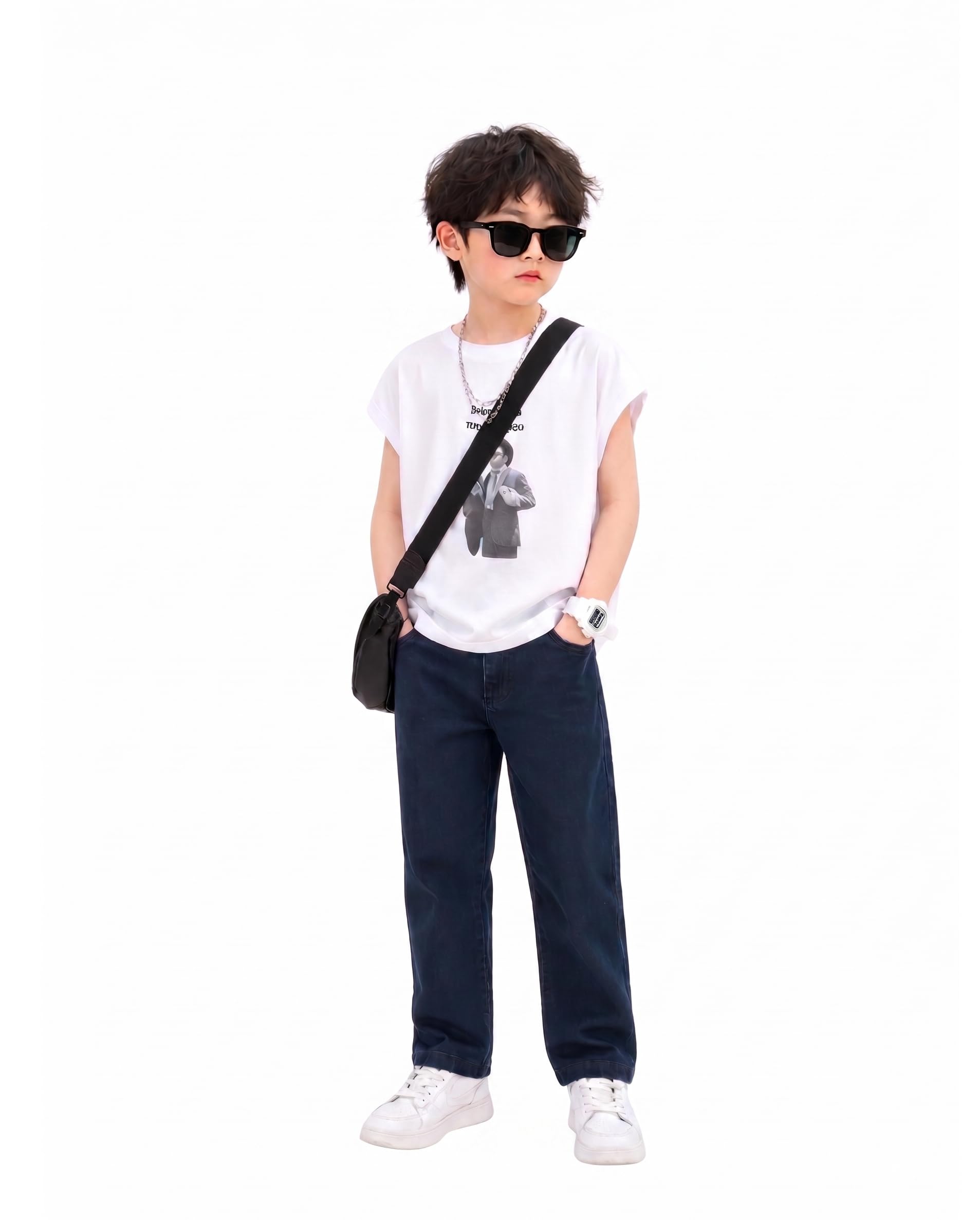 A.T.U.N. (ALL THINGS UBER NICE) Vaqueros elásticos de corte ajustado para niños, elegantes vaqueros casuales con diseño de 5 bolsillos, ropa moderna para el día a día