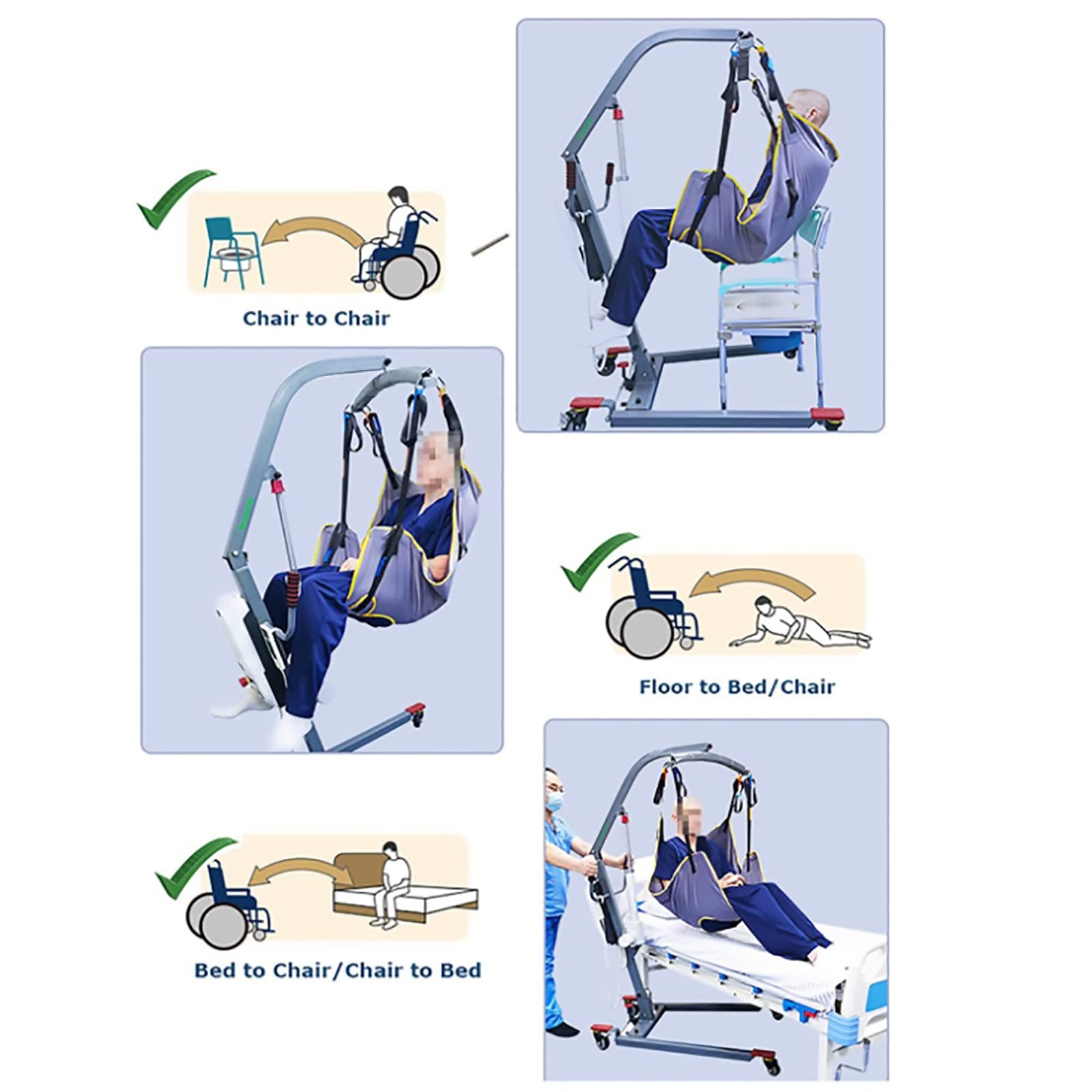 Eslinga para Inodoro, grúa de Correa de Transferencia médica de elevación para enfermería bariátrica Ancianos discapacitados de Cuerpo Completo y postrados en Cama