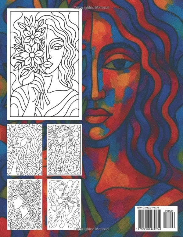 Abstract Women–Chic Portraits of Elegant Faces to Color | Bold Shapes, Modern Motifs & Soothing Patterns | Stylish Artistic Intricate Designs: Adult ... Flow-Geometric Design & Contemporary Line Art - Image 2