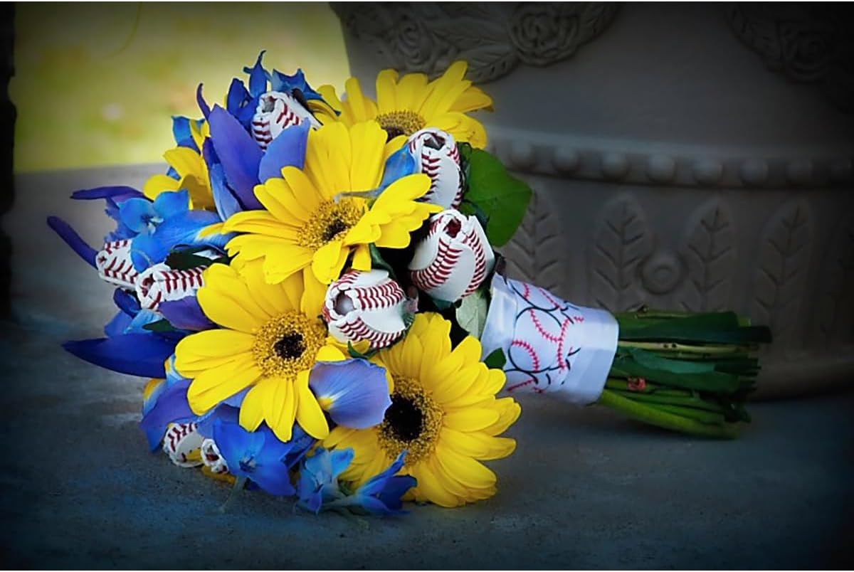 Personalized Baseball Rose - Handmade with Premium Full-Grain Genuine Leather - Original Design by Sports Roses