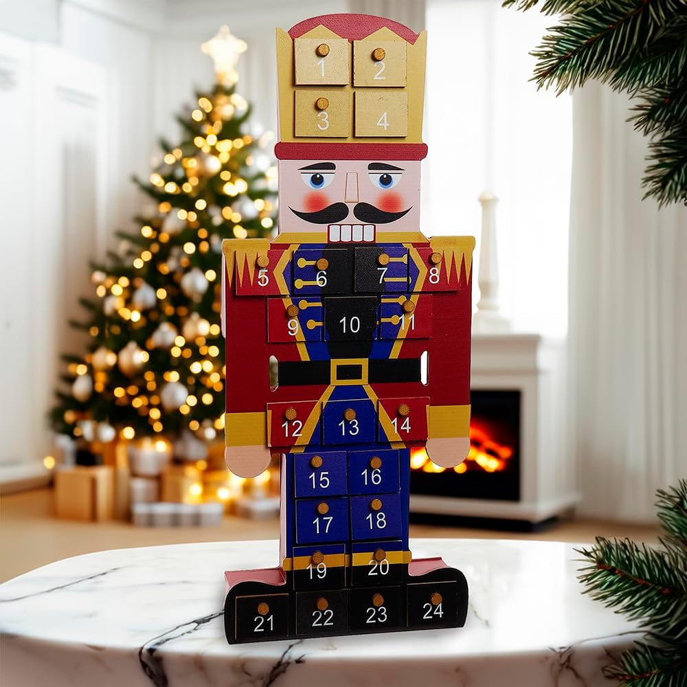 Kurt Adler 17.3-inch Wooden Nutcracker Advent Calendar