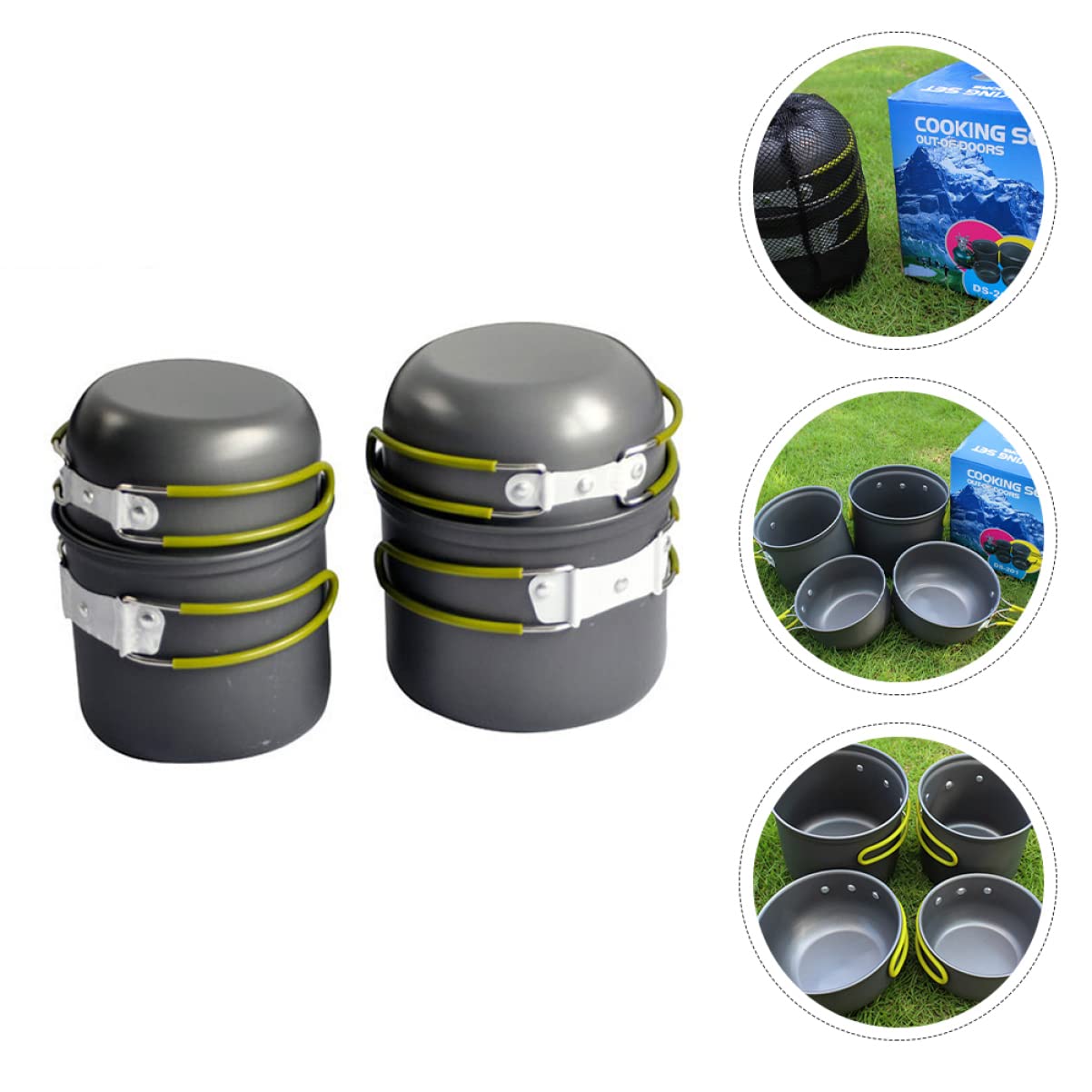 Toyvian Casserole de Camping Léger ustensiles de Cuisine Portable Pot Pliant Trousse de Plein air Cuisson Batterie de Cuisine de Camping Alliage d'aluminium