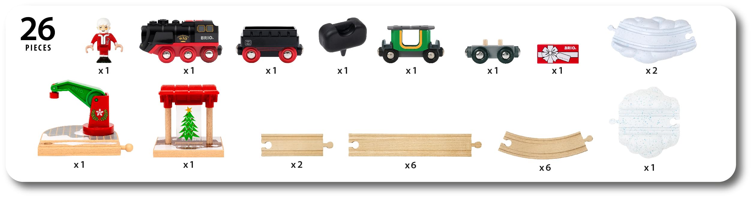 BRIO World Batterie-Dampflok Weihnachts-Set - Spielzeug ab 3 Jahre