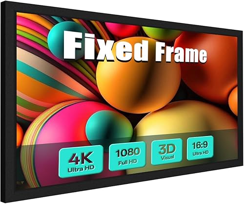 Miniatura 1 de Pantalla de proyector de marco fijo de 100 pulgadas, 1.1 ganancia 169, formato 4K Ultra HD, pantalla de proyección antiarrugas para oficina, cine en