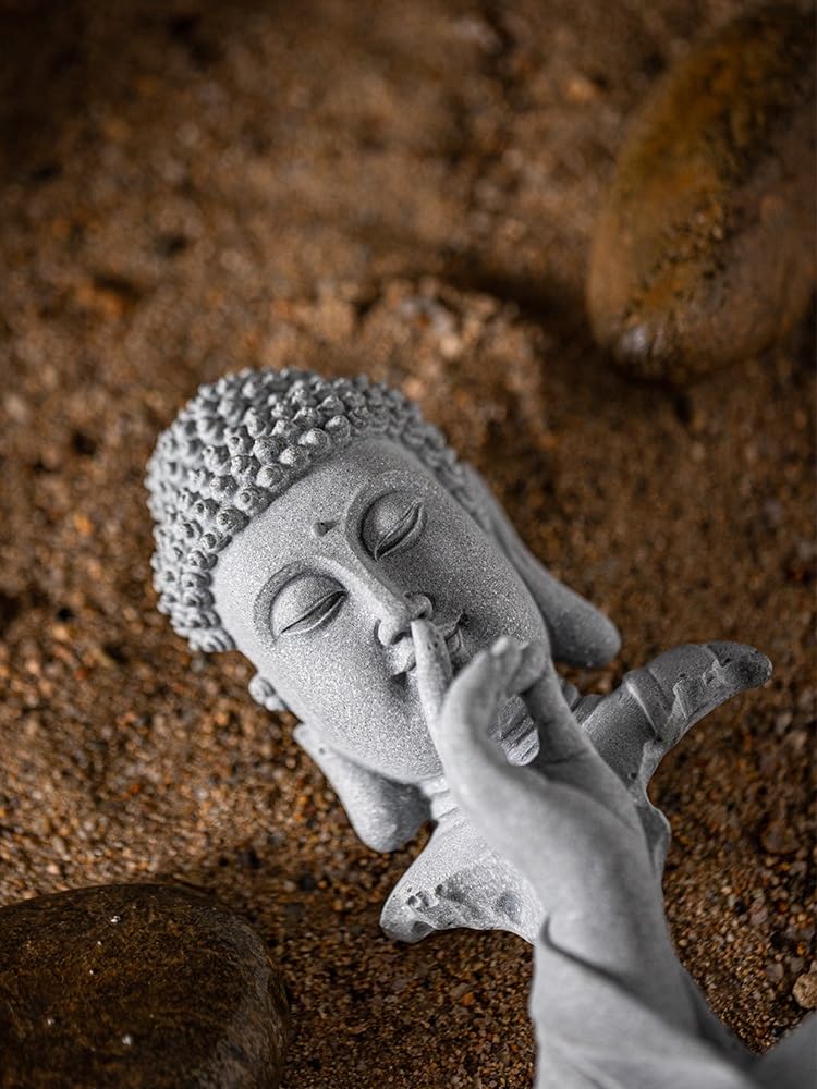 Figura Buda,Resistente Intemperie, Estatua De Buda Piedra Creativa 12,2 Pulgadas, Meditación, Figuras Escultura para Decoración del Hogar Feng Shui