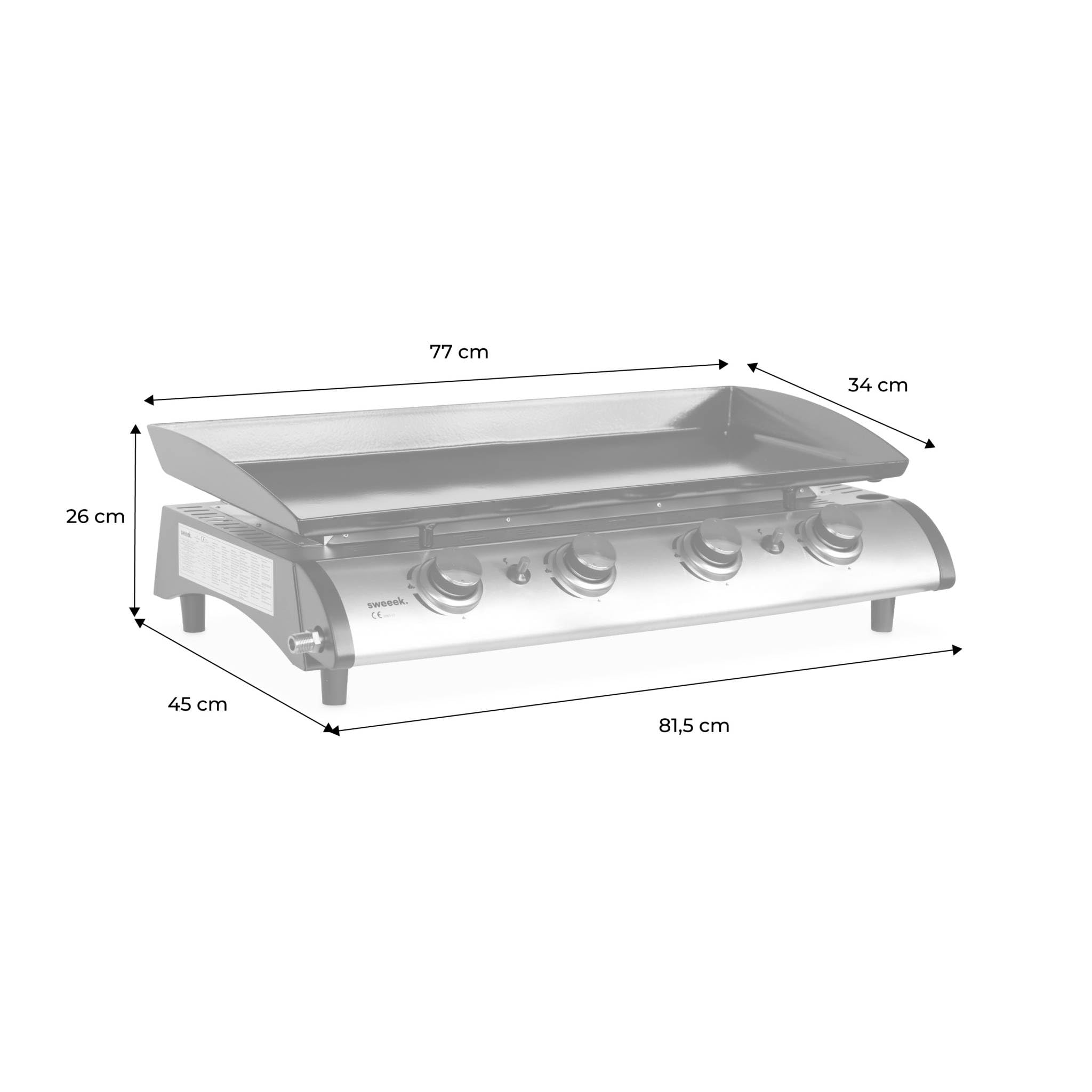 Alice's Garden Porthos 4 brûleurs Plancha au gaz 10 KW Barbecue extérieur INOX