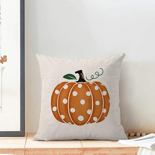 Miniatura 8 de Fundas de almohada de otoño de 16 x 16 pulgadas, juego de 2 fundas de almohada para decoración de otoño, fundas de almohada de calabaza naranja,