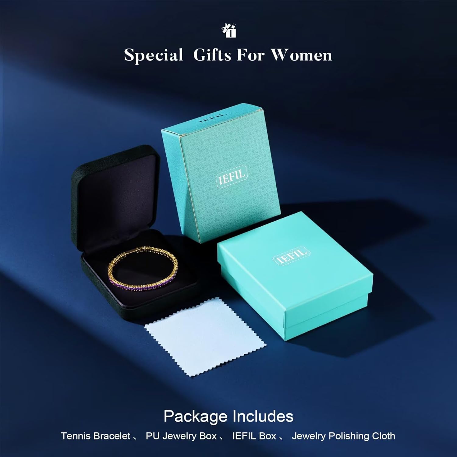 Iefil 14K Gold Plated Tennis Bracelets for Women - Size 6.5" - 7" Sterling Silver Birthstone Bracelet, Anniversary Birthday Gifts for Women - Image 7