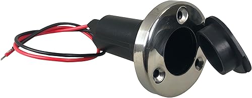 Miniatura 2 de Pactrade Marine Tapa de goma negra con base de poste de luz de popa de 2 puntas, enchufe superior plateado