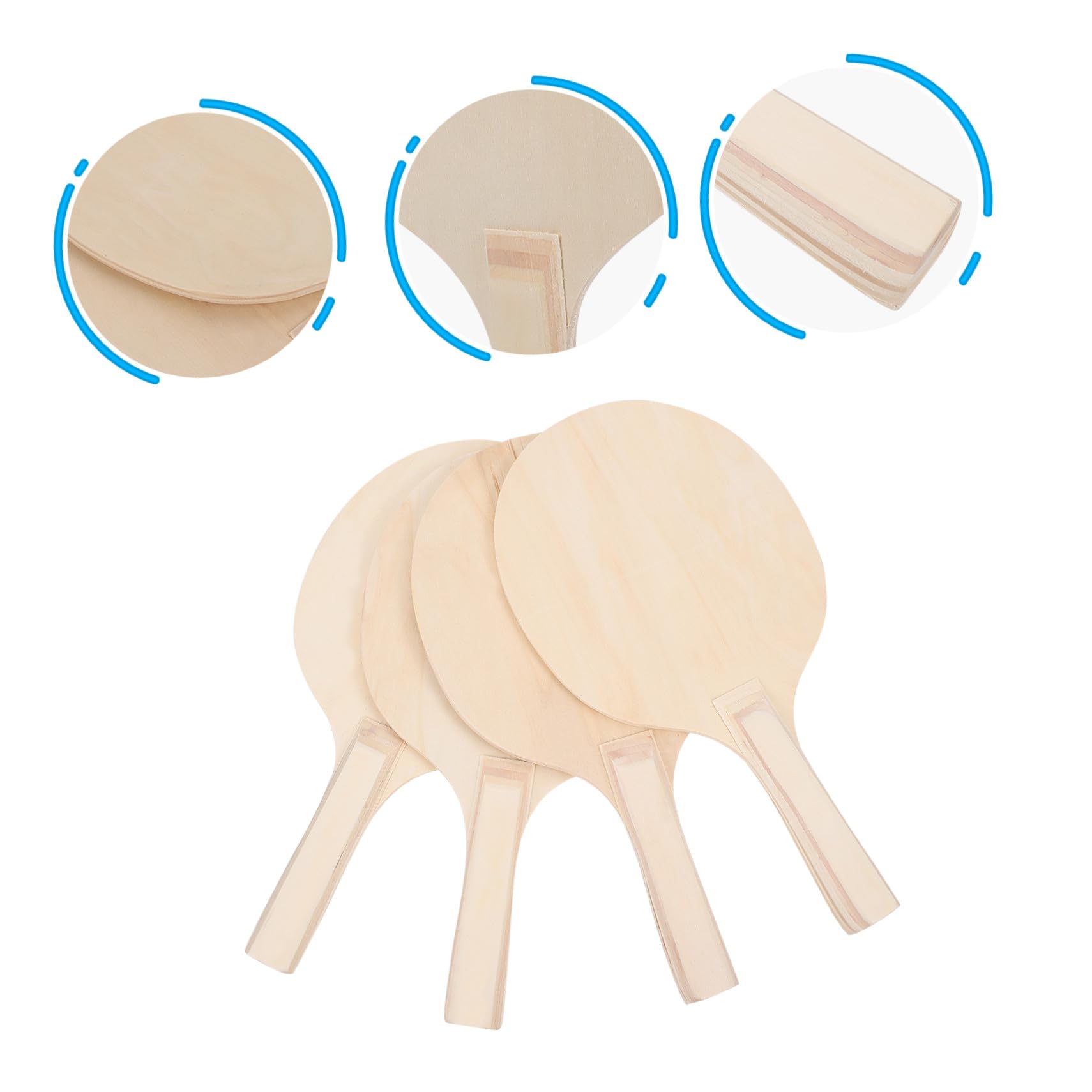 4pezzi Racchette da Spiaggia in Legno Naturale Resistenti Racchette da Badminton per Gioco all Aperto in Marrone Adatte Ragazza Adolescenti e Adulti per Allenare Coordinazione