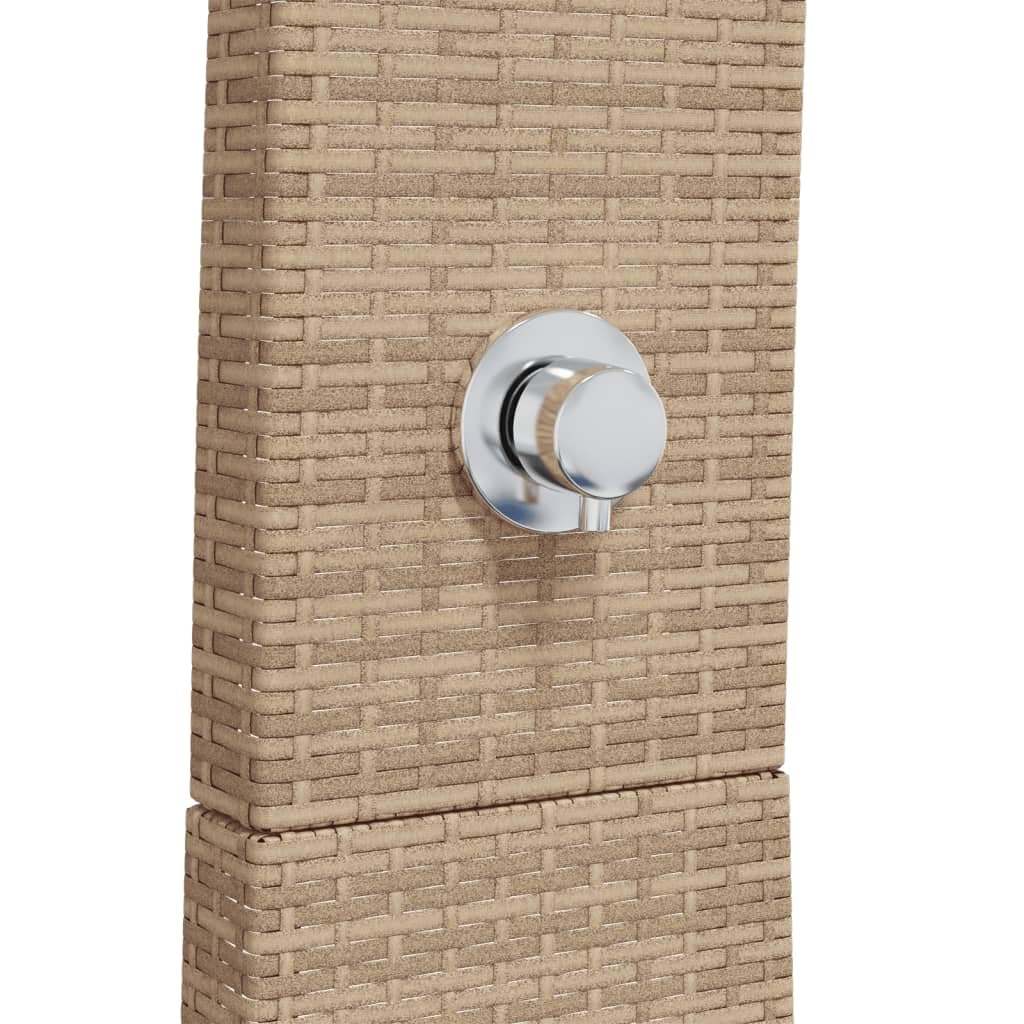 IKAYAA Pedana Doccia Esterna Doccia da Giardino con Pedana Doccia Esterna Giardino Terra in Polyrattan e Legno Acacia-Beige-55x60x224 cm