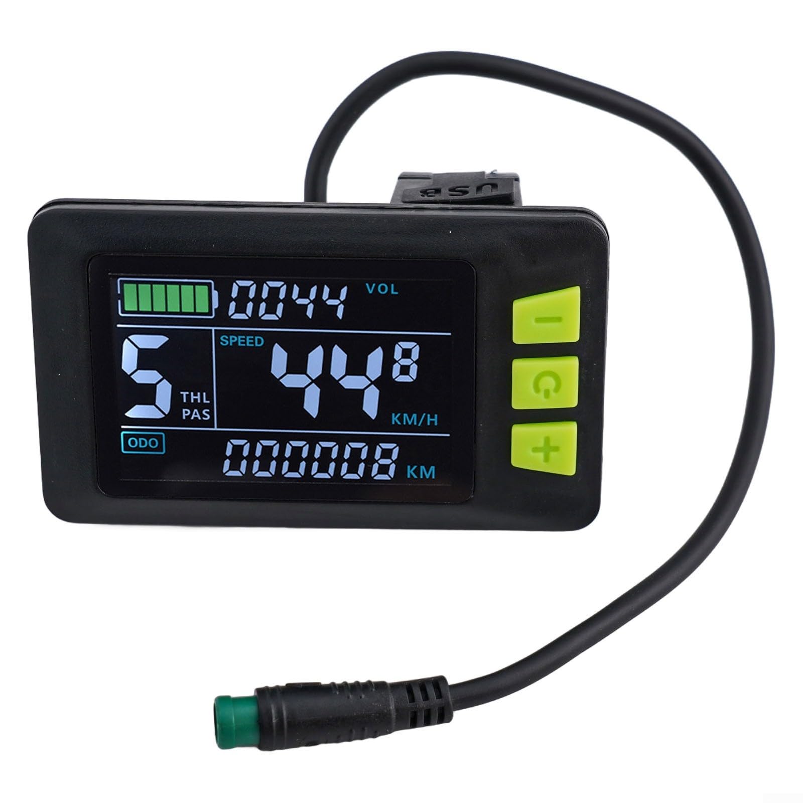 P3C - Display LCD per bici elettrica, 24 V/36 V/48 V, 5 pin, USB, UART, velocità ODO, per scooter e mountain bike, colore nero