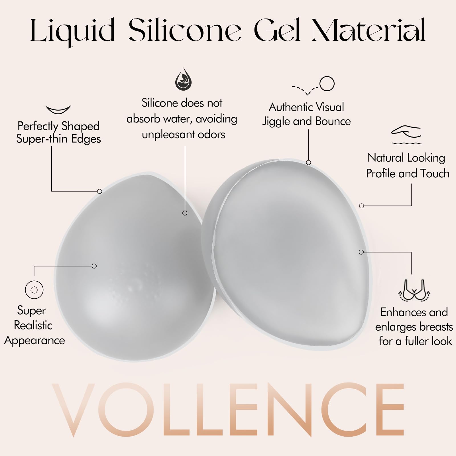 Vollence B Cup Realistic Silicone Breasts for Traves, Nude, B