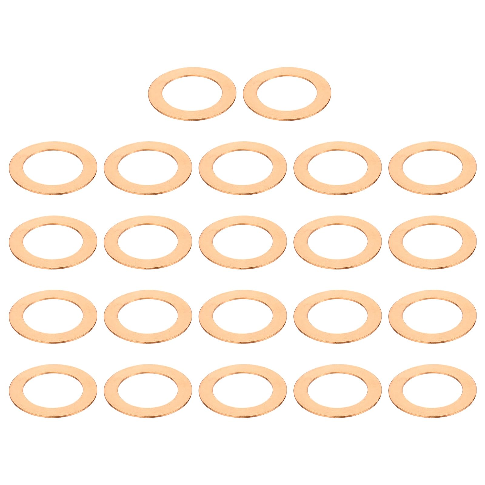 sourcing map 22 Pcs Flat Copper Washers, 27x40x1mm Copper Upgraded Flat Metric Sealing Crush Ring Washers for Hydraulic Fittings Screw Bolt Nut Electronic Repair