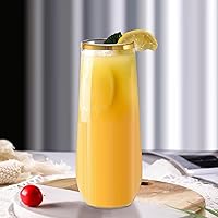 Vista 6 de Hacaroa Paquete de 48 copas de champán de plástico sin tallo, vasos transparentes de 9 onzas, sin BPA, vasos de mimosa desechables para vino