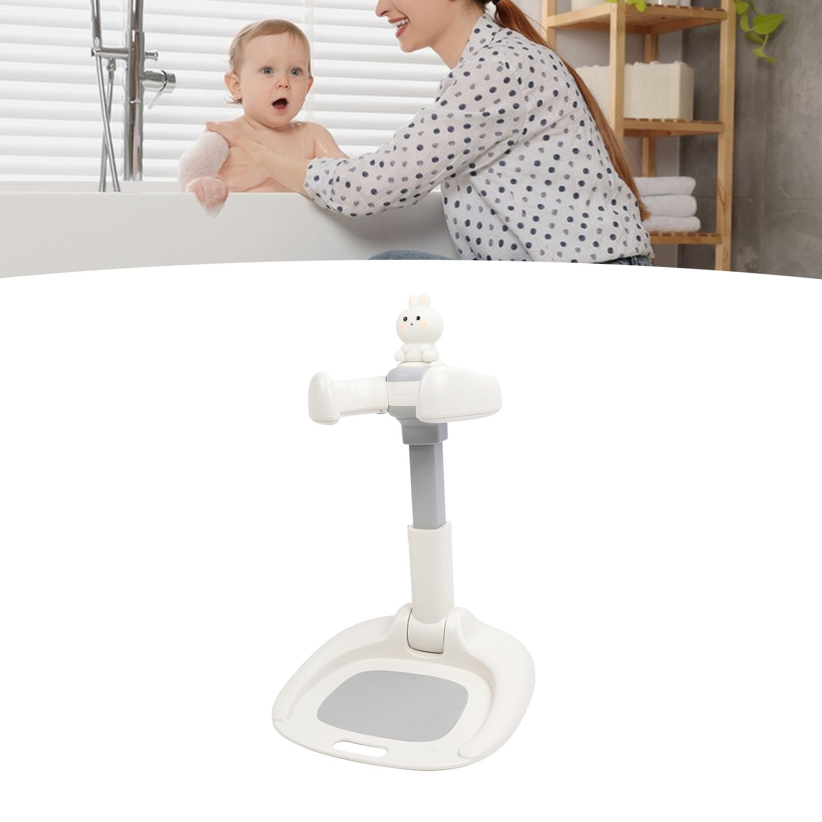 Stojak na Baby Shower o Regulowanej Wysokości, Miękki materiał Regulowana wysokość Solidna Konstrukcja Wszechstronna Konstrukcja z antypoślizgową podstawą do Kąpieli Niemowląt (Styl królika)