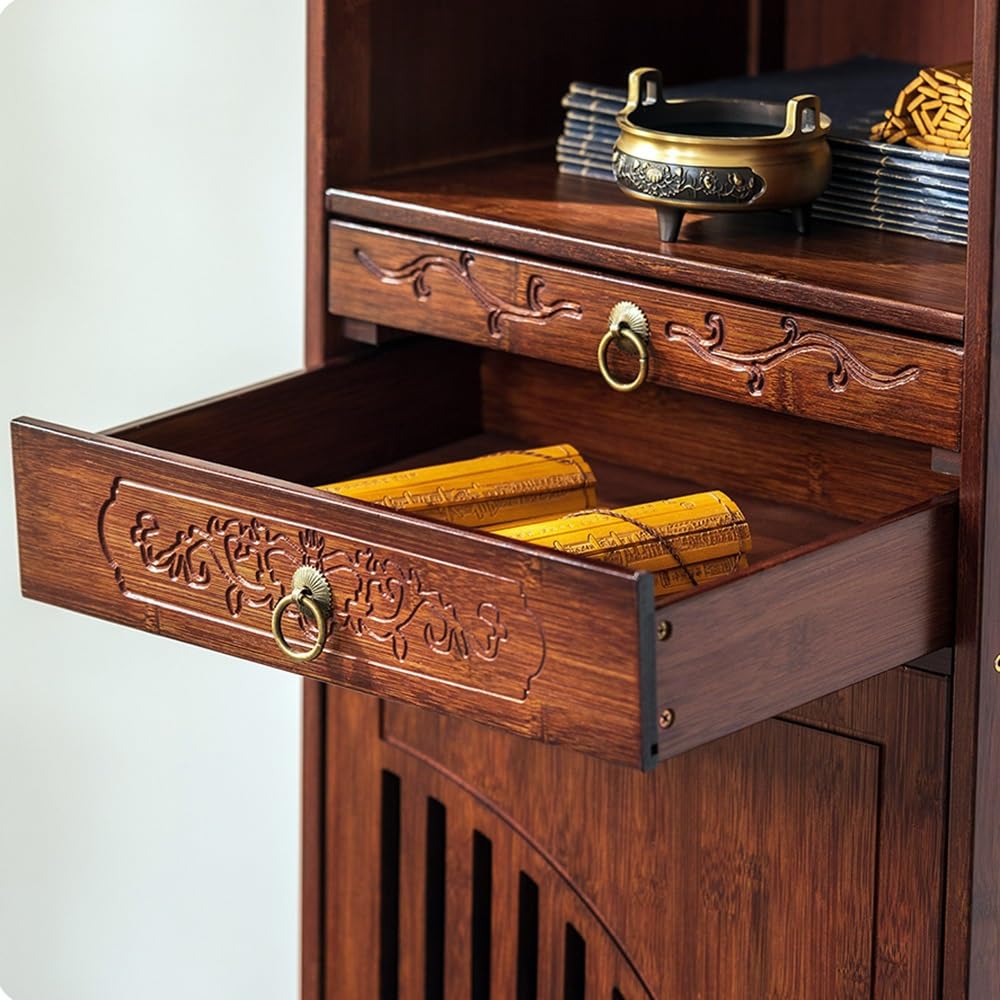 Mesa de Altar China Mueble de Altar con Puertas Madera Maciza | Escritorio de adoración