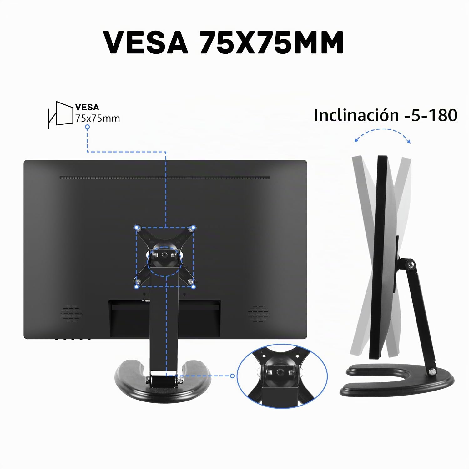 Prechen Monitor Táctil de 23,8 Pulgadas, Pantalla para PC con HDMI/VGA/USB | IPS FHD 1080P, 75 Hz, VESA, Altavoces Integrados, Monitor Portátil para Gaming y Oficina