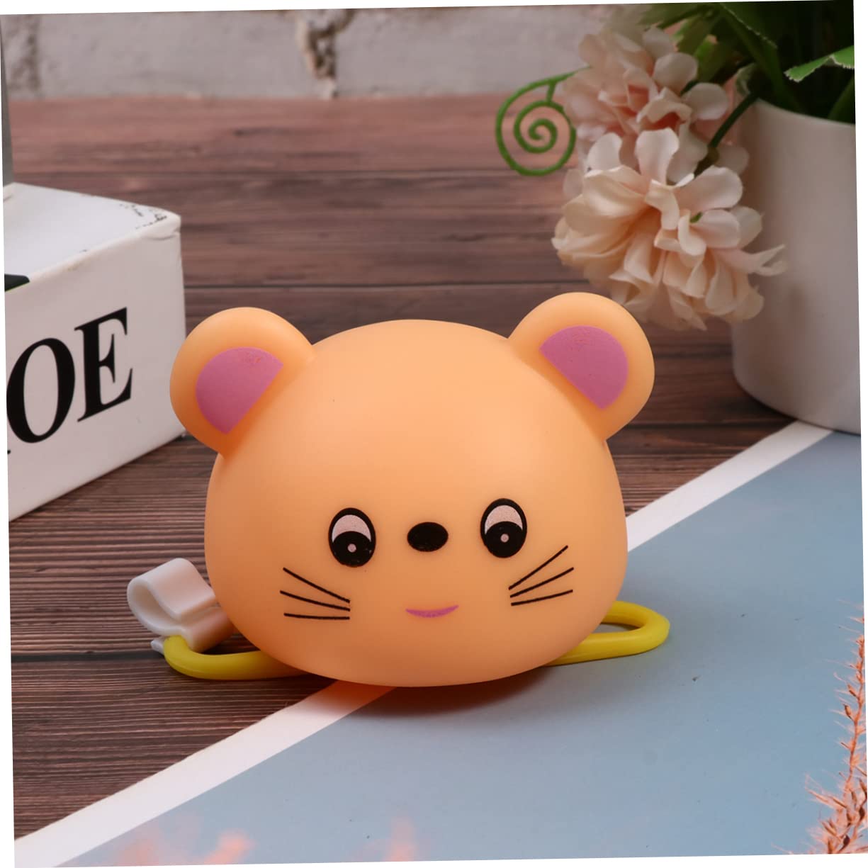 Toddmomy Mountain Road Bicycle Honker Horn Cartoon Design with Loud Sound for Easy Installation Helmet Light Accessory Little Mouse Orange