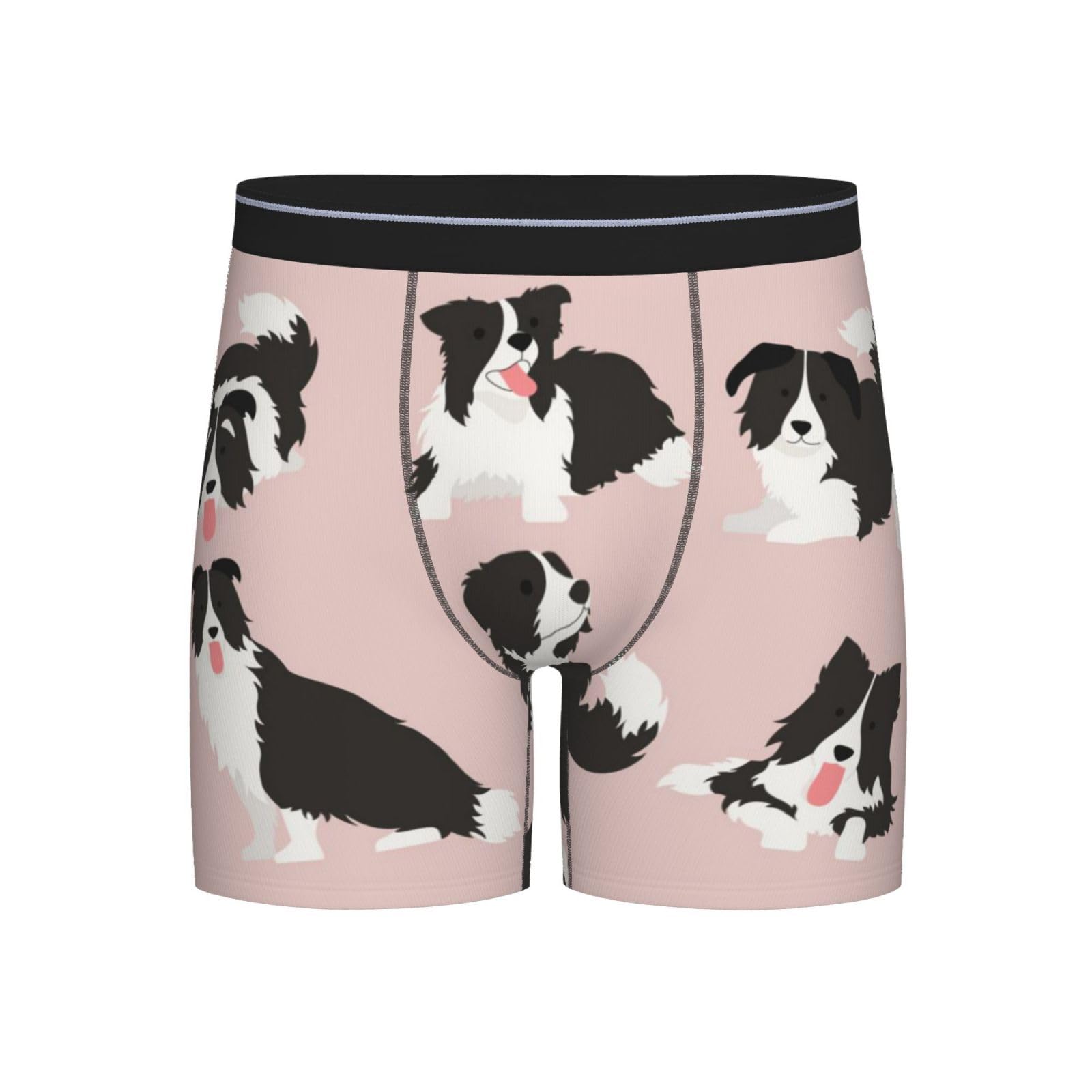 Poadnly Men's As Picture Border Collie Dog, Boxer Briefs Novelty Underwear Soft Polyester Underpants,M