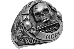 Masonic Skull Memento Mori Biker Ring - Strength and Mortality Embodied