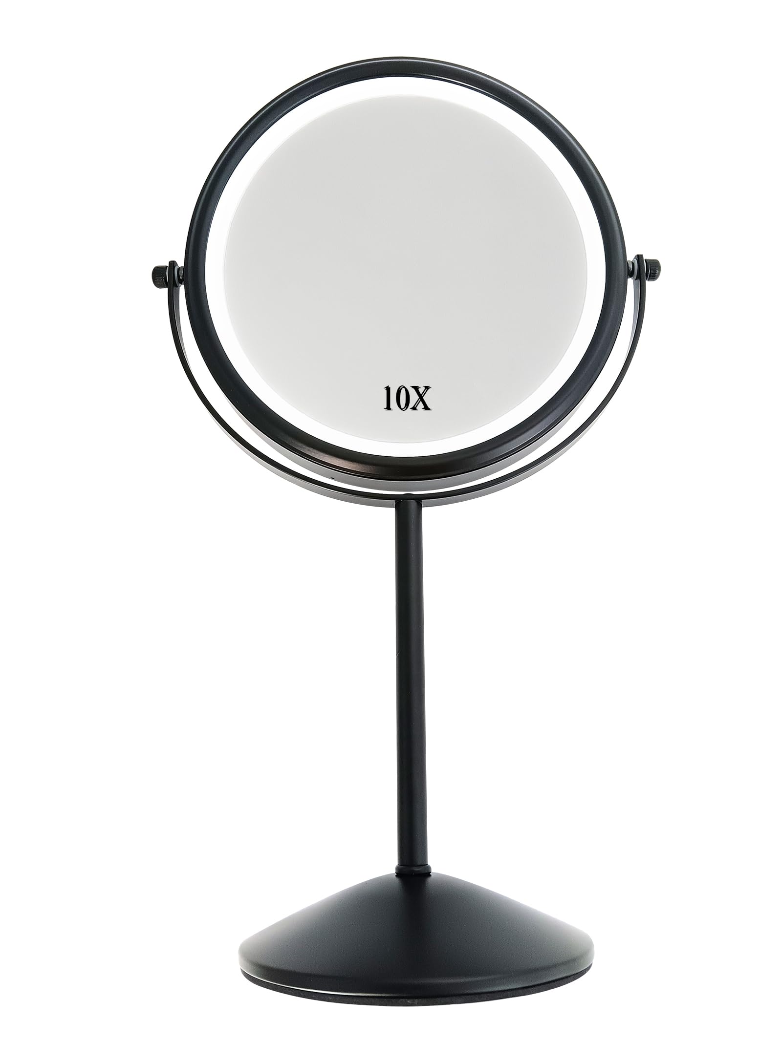 Yarhom Mirror With Lights for Makeup Desk, Rose Gold Magnifying 1X/10X Double-Sided Small Vanity