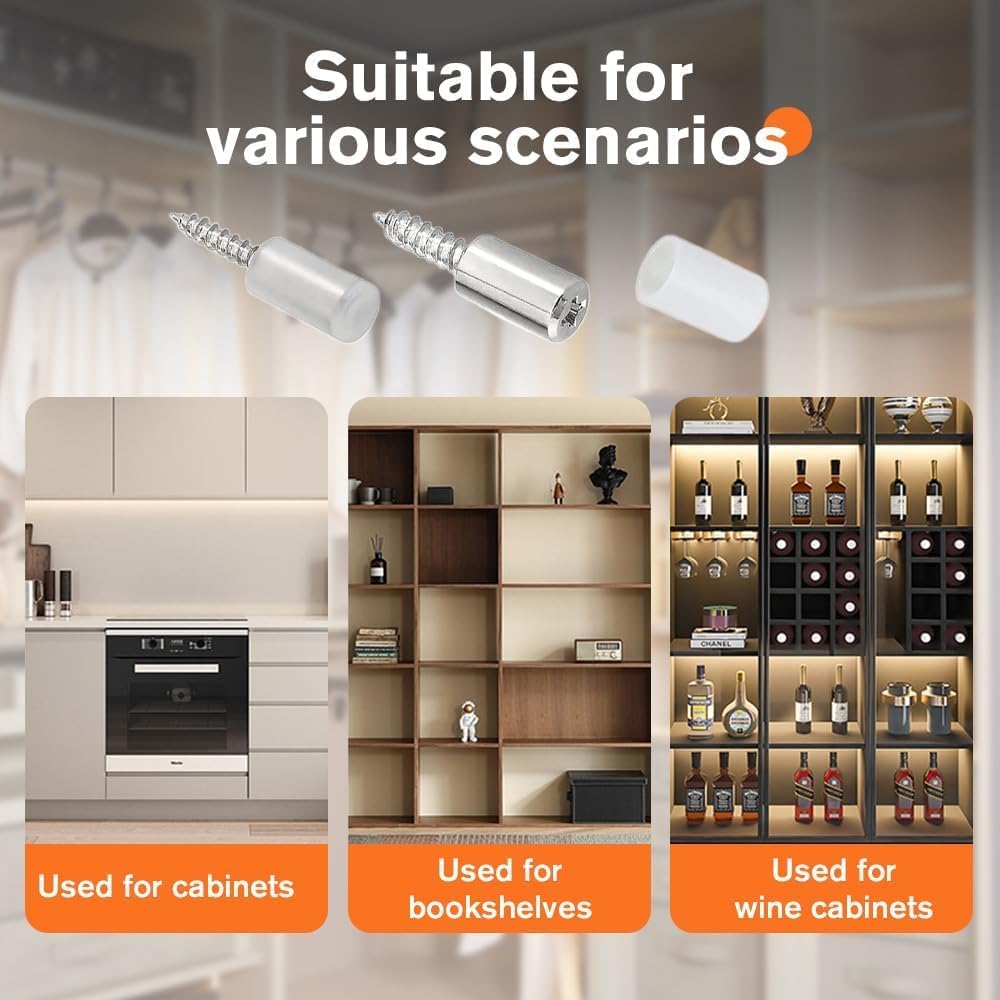 New Shelf Pins with Non-Slip Sleeve, Cabinet Laminate Support, 100 Pcs