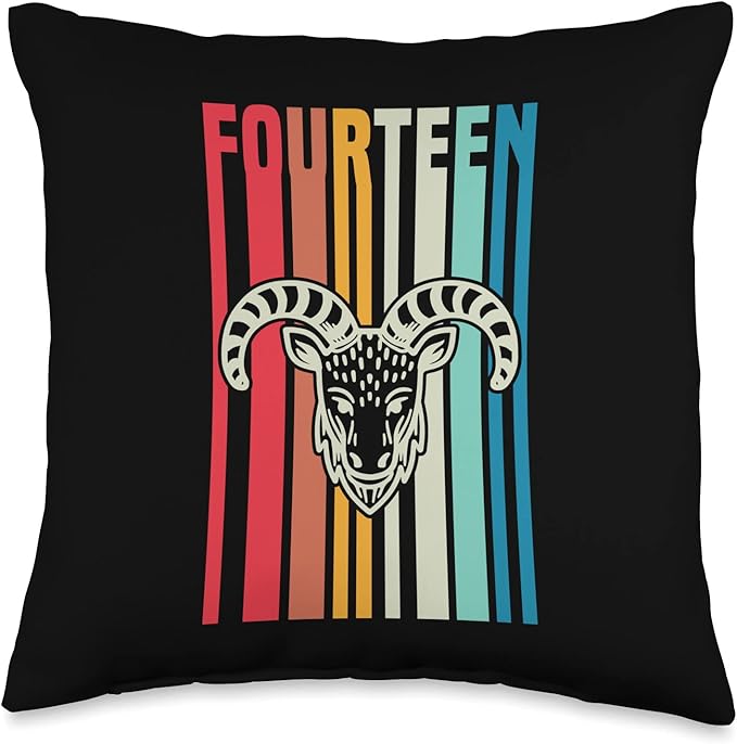 Retro Vintage Style Aries Sign 14th Birthday Party Supply Throw Pillow