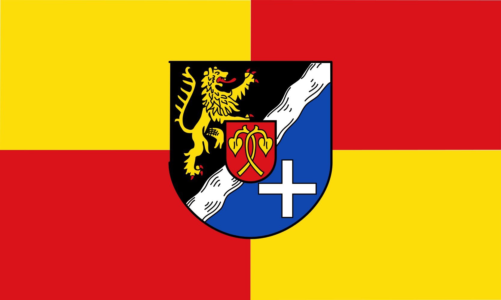 Drapeau de Rhin-Palatinat grand format paysage avec ourlets renforcés