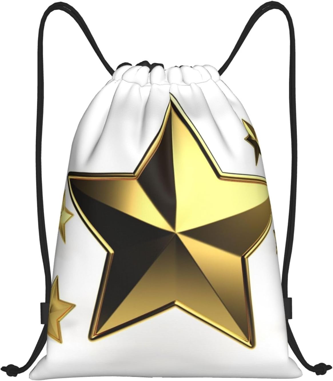 gold star Drawstring Backpack Draw String Bag Waterproof Sports Bag Gym Cinch Bags for Women Men