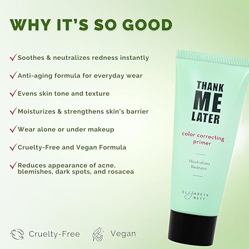 Vista 87 de Elizabeth Mott Thank Me Later - Prebase de maquillaje matificante para control de brillo y grasa, minimiza los poros, oculta líneas finas y arrugas