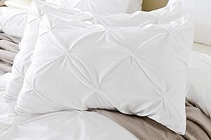White Pinch Pleated Pillow Shams Set of 2 Queen Size