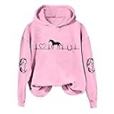 Heartbeat Horse Sweatshirt Hoodie Womens Cute Western Horses Printed Pullover Sweater Fall Long Sleeve Sports Tops