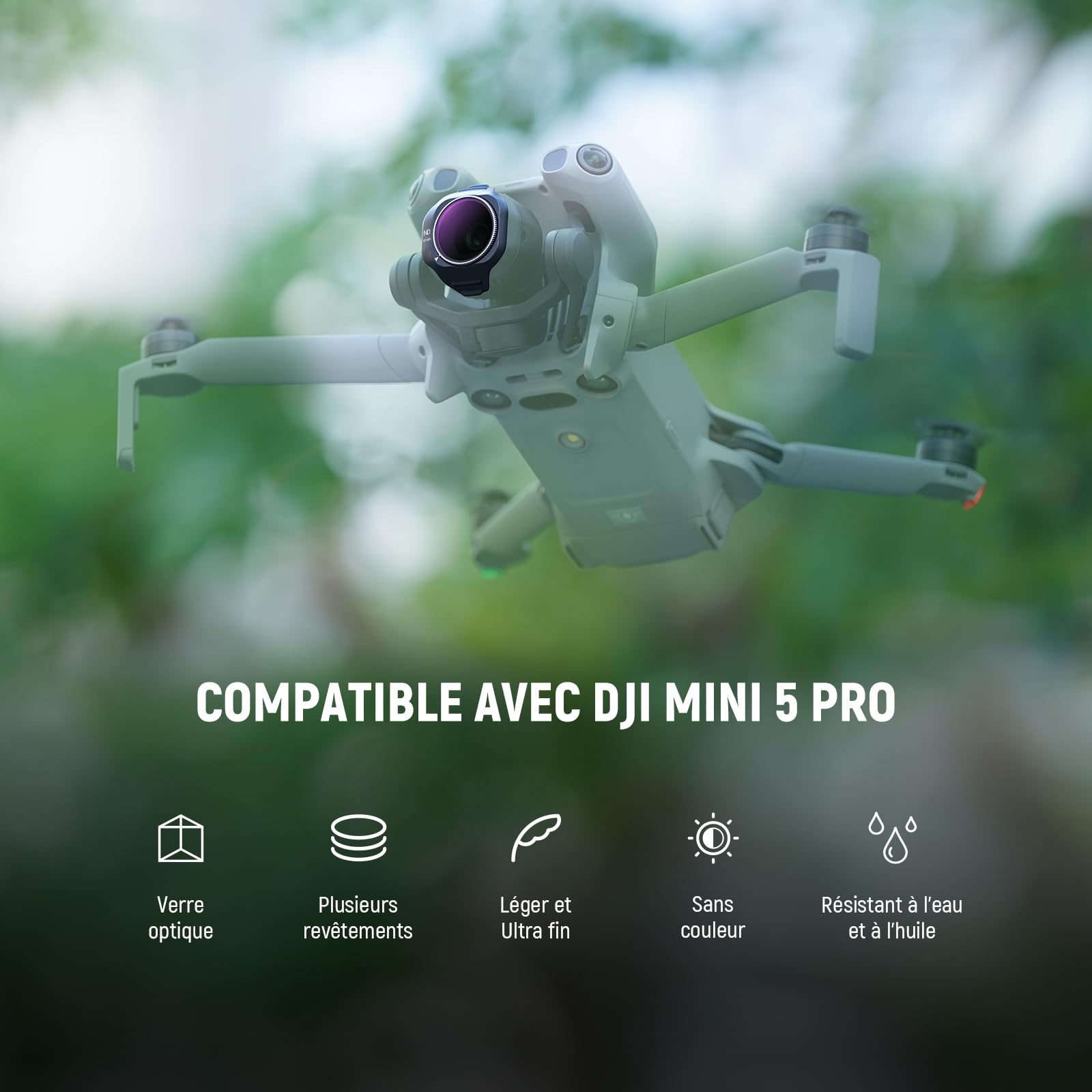 NEEWER Pack de 4 Filtres ND/CPL Compatibles avec DJI Mini 5 Pro Caméra Drone(ND8/CPL + ND16/CPL + ND32/CPL + ND64/CPL), Filtre Polarisé à Densité Neutre à Clipser, Accessoire Photographie Multicouches