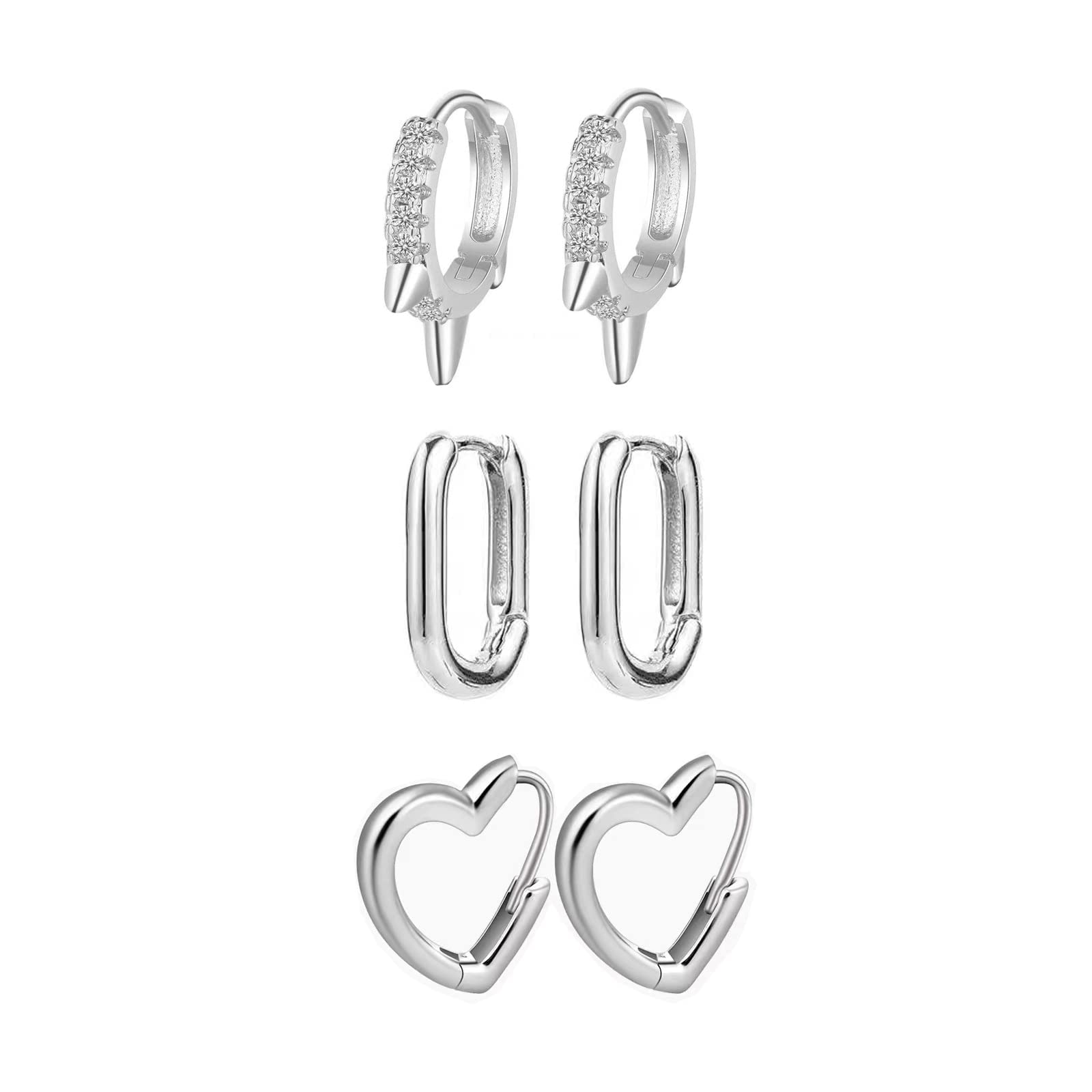 Orecchini Donna Argento 925 Orecchini Anallergici Donna,3 Coppie Orecchini Cerchio Oro Piccoli per le Donne Uomini Ragazza Orecchini Donna Set 10mm,14mm