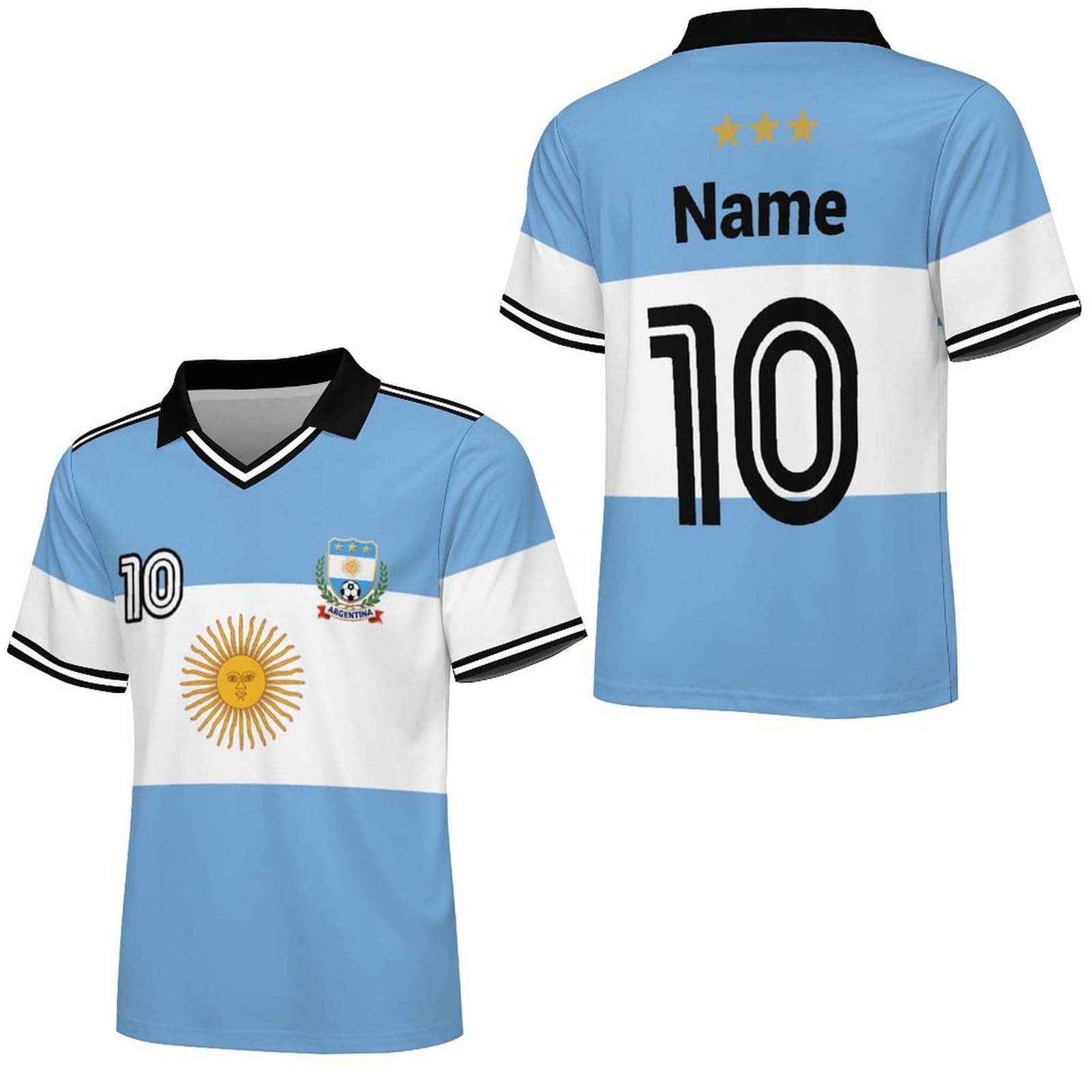 2026 Personalized Argentina Football T-Shirt, Adult Children Soccer Jersey Customizable Name & Number, National Flag Print Fans​ Casual Sports Breathable Quick Dry Training Tshirt Argentina 1# — image 1