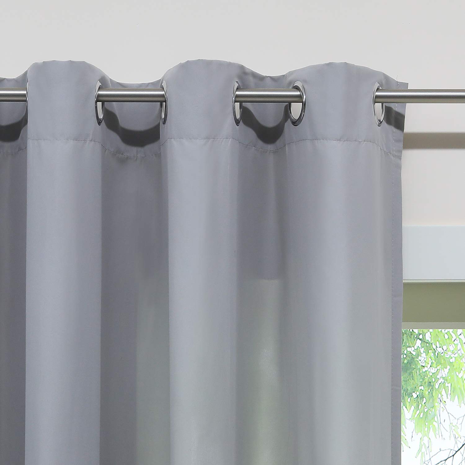 Tenda In Microfibra Semioscurante Grigia Con Occhielli - 140x145 Cm - Effetto Voile, Lavabile In Lavatrice - 2