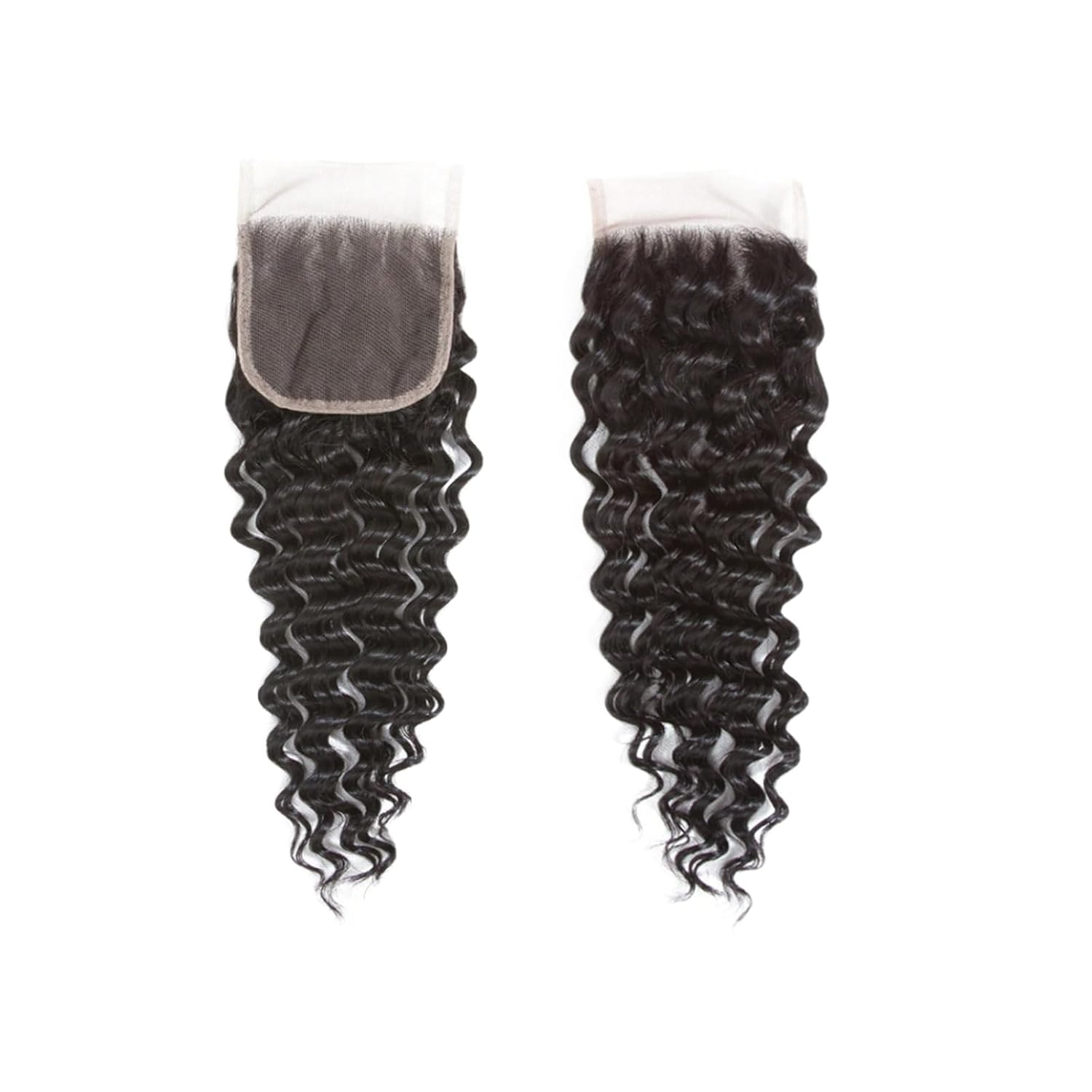 4x4 HD Closure Human Hair 4x4 Deep Wave Closure Pre Plucked with Baby Hair Free Part 4x4 HD Lace Closure 100% Unprocessed Brazilian Virgin Human Hair Color 1B Natural Black 18 Inch