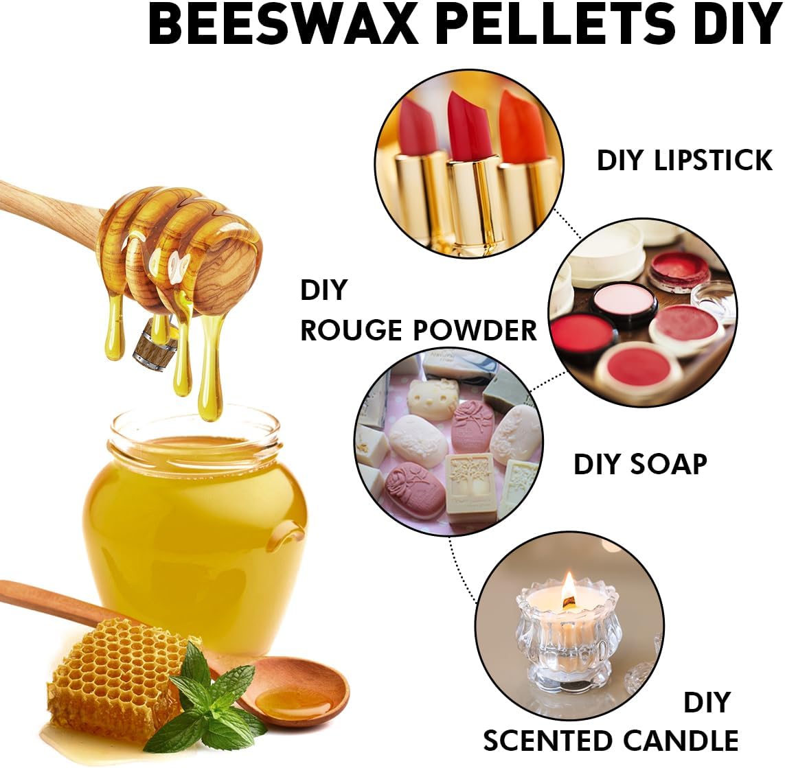 Beeswax Pellets 10LB, Organic White Bees Wax for DIY Candles, Beeswax for Candle Making, Skin, Body, Face, and Hair Care, Lotions, DIY Creams, Lip Balm and Soap Making Supplies