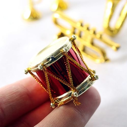 Miniatura 5 de Toyvian Juego de instrumentos musicales en miniatura, saxofón de plástico, figuras de tambor, trompeta, casa de muñecas, modelos de instrumentos