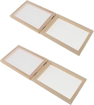 2 Packs Wooden Paper Making Papermaking Mould Deckle Frame Screen Tool, Mesh with Natural Wood for DIY Paper Craft and Dried Flower Handcraft