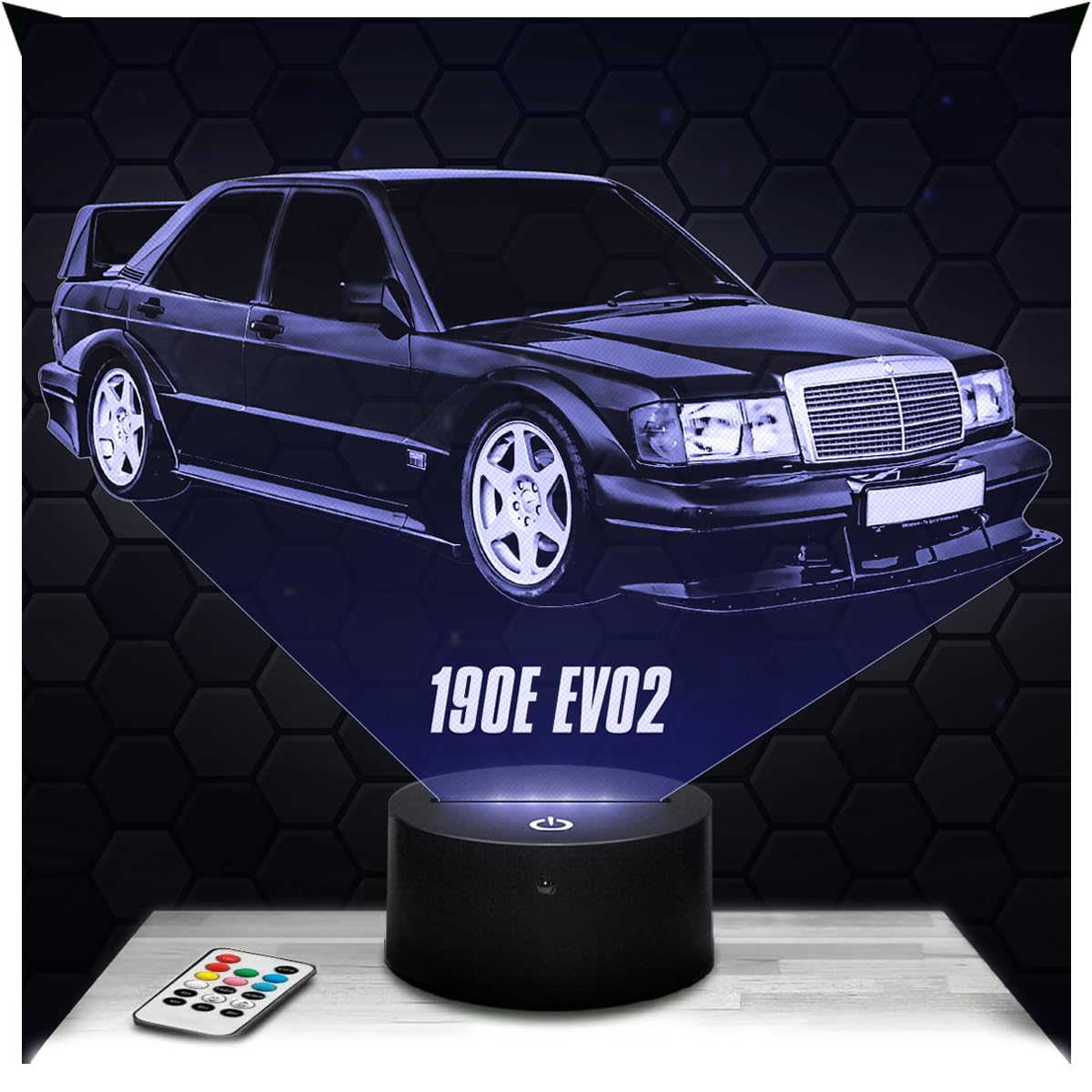 Lampephoto.fr - Car 190e 3D Lamp, Night Light 3D LED Illusion Lamp, Miniature Decoration Collection, Gift idea for Vintage Car Fan, Night Light for Children's Bedroom, Gift idea for Boys