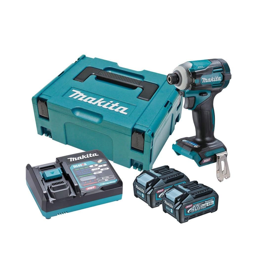 Makita - Wkrętarka Udarowa 220 Nm xGT, 40 V, Li-ion 2 x 4 Ah 1/4"Hex z Makpac - TD001GM201