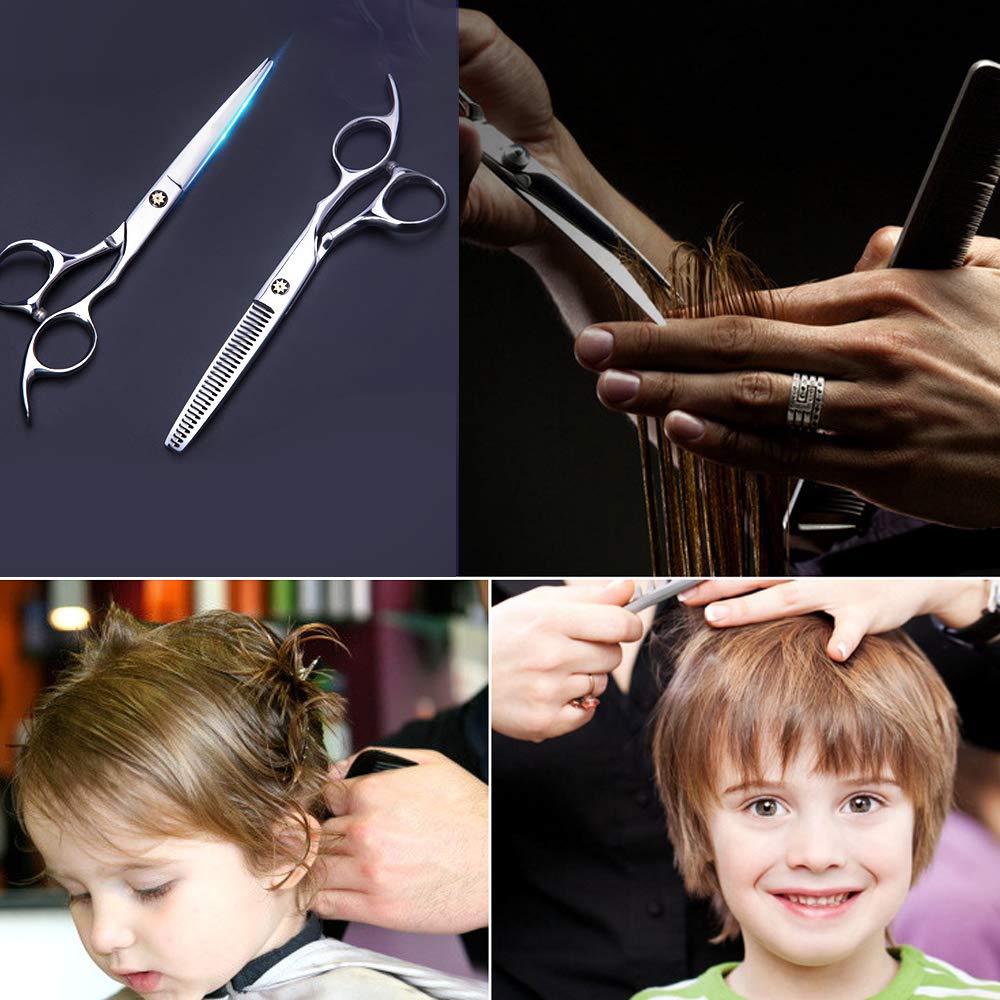 Set di Forbici da Parrucchiere - 2 Forbici ad Ultrasuoni in Acciaio Inox per Capelli, Barba e Animali Domestici - Accessori Professionali