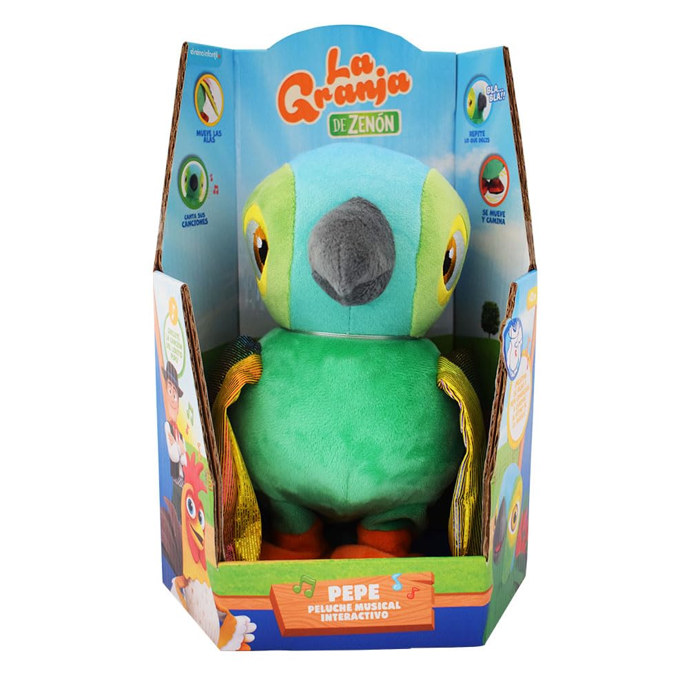 BANDAI La Granja de Zenón interaktywna pluszowa zabawka Lorito Pepe