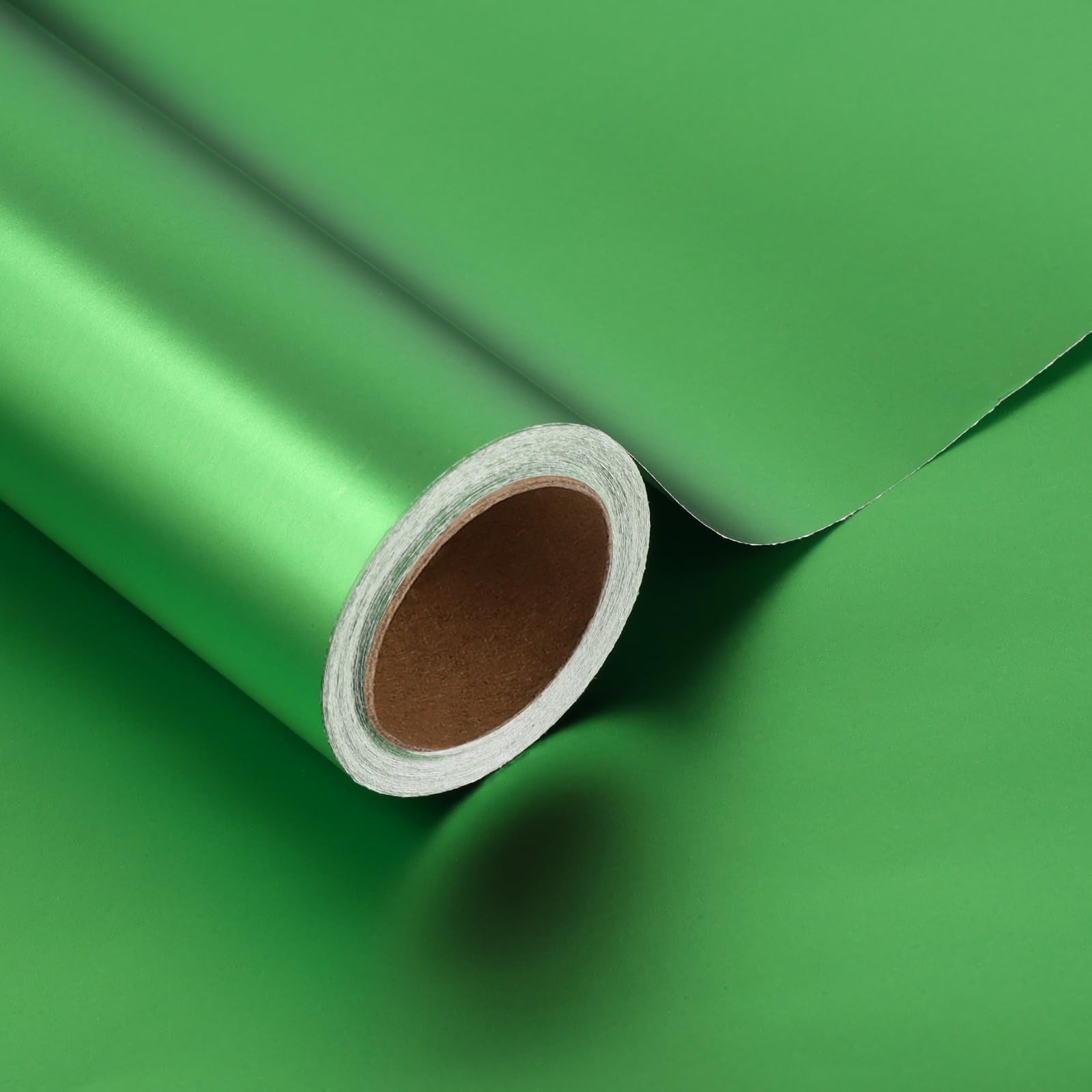 BIOBROWN Green Christmas Matte Metal Wrapping Paper Roll, 43cm x 10m