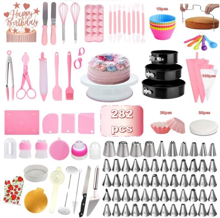 282 Piece Cake Baking Molds Rotary Table Mounted Mouth Cream Bag Plate Set