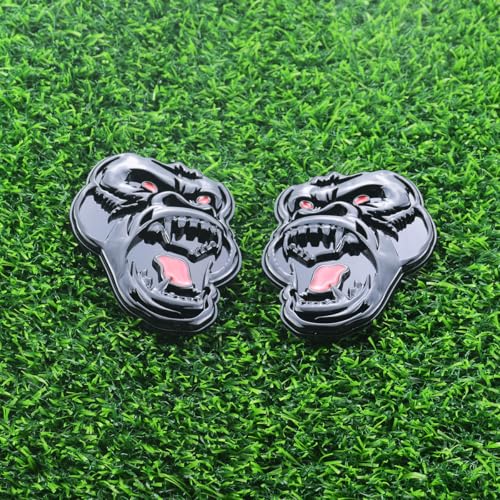 Image of Pair Set Angry Gorilla Ape Emblems 3D Badge Decal Sticker Fit for Universal Car Truck Motorcycles (Black Red)