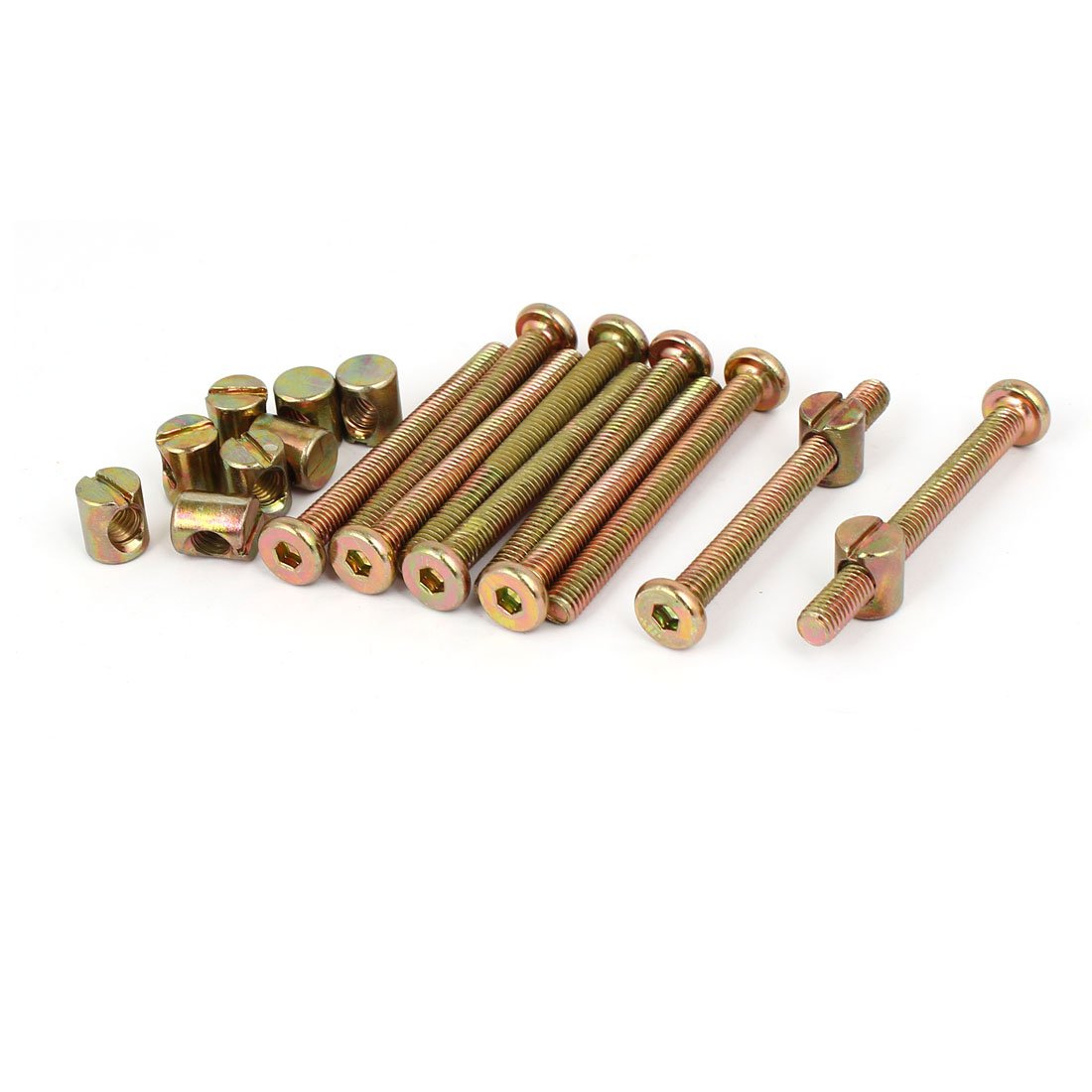 Sourcingmap M6x60mm 57mm Long Thread Hex Key Drive Socket Cap Furniture Bolt w Barrel Nut 10 Set