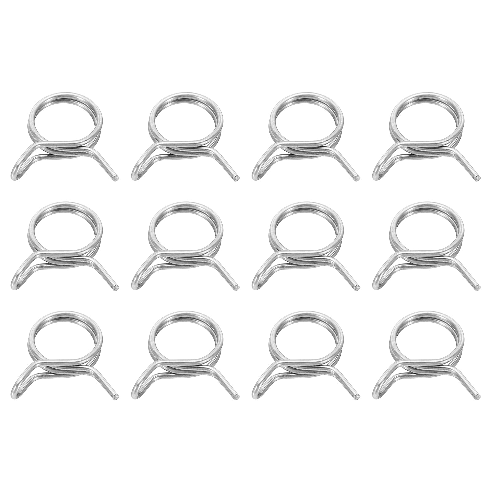 sourcing map Double Wire Fuel Line Hose Clips 17mm ID 17-19.8mm OD, 12Pcs Stainless Steel Tubing Spring Clips Clamps Assortment for Air Hose Tube Water Pipe Motorcycle Scooter ATV, Silver